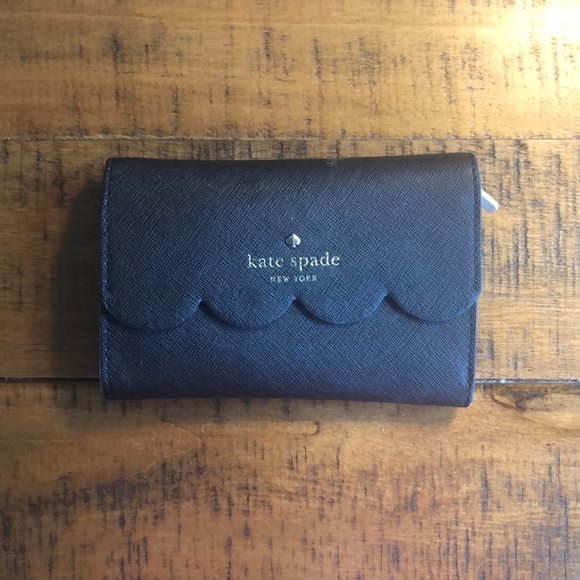 kate spade Handbags - Medium Kate spade wallet - black with scallops